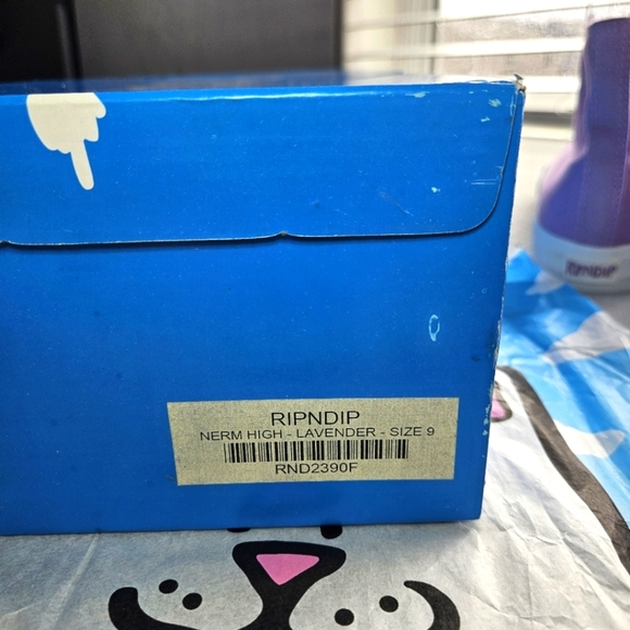 NWT!!! RIPNDIP Lord Nermal High Top Shoe Levander and White Women's Size 9 - Picture 5 of 7